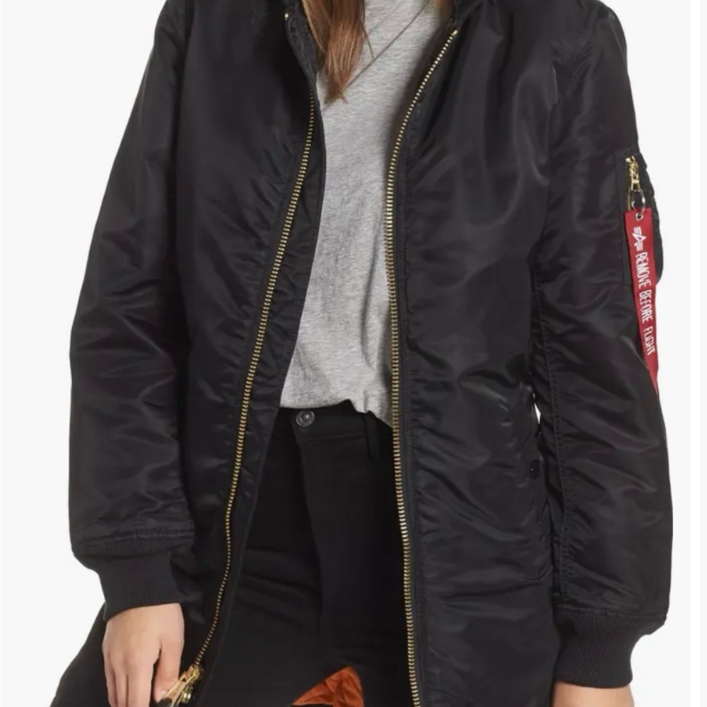 Alpha Industries Women's Black Bomber Jacket with Red Accents